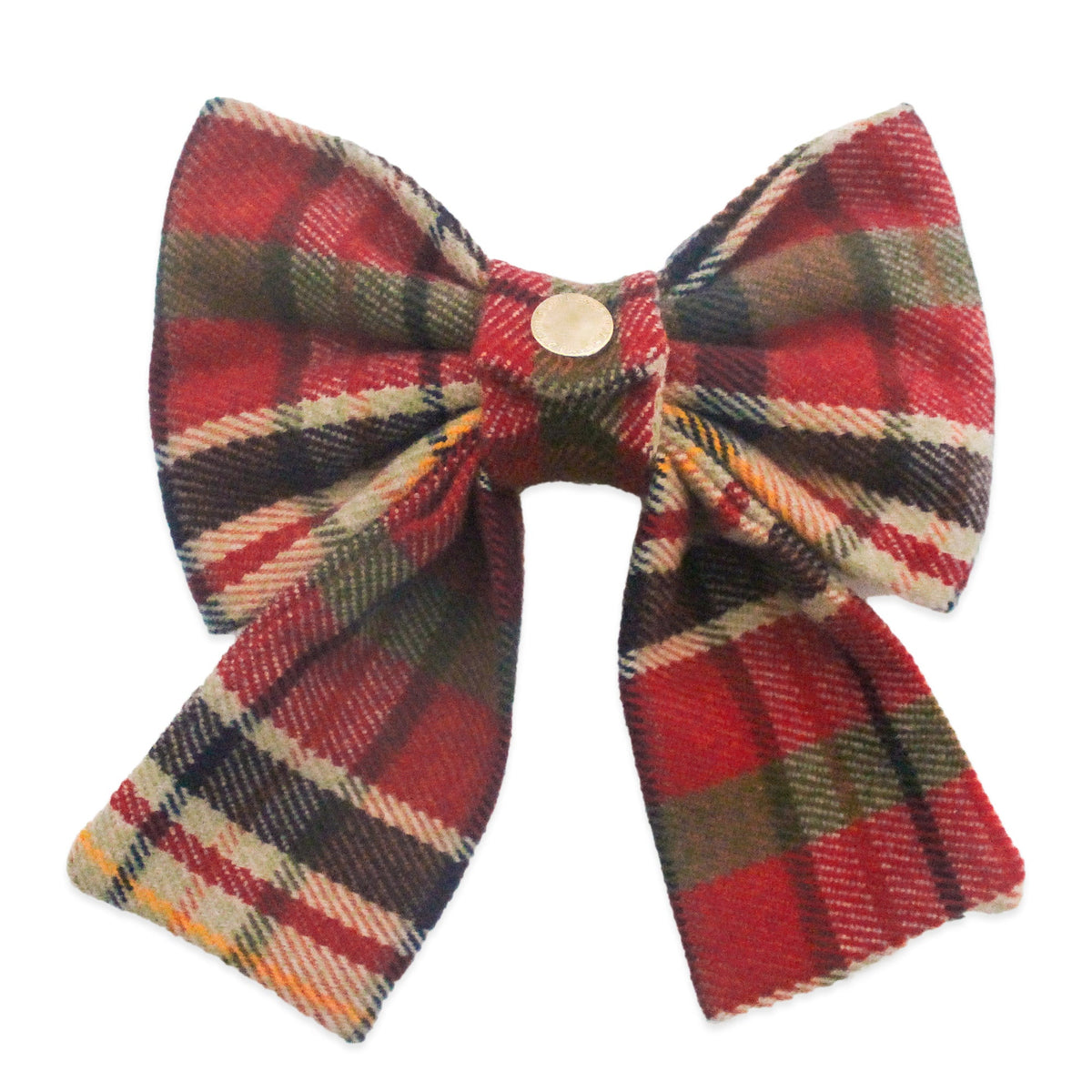 Cocoa Plaid Flannel Dog Sailor Bow
