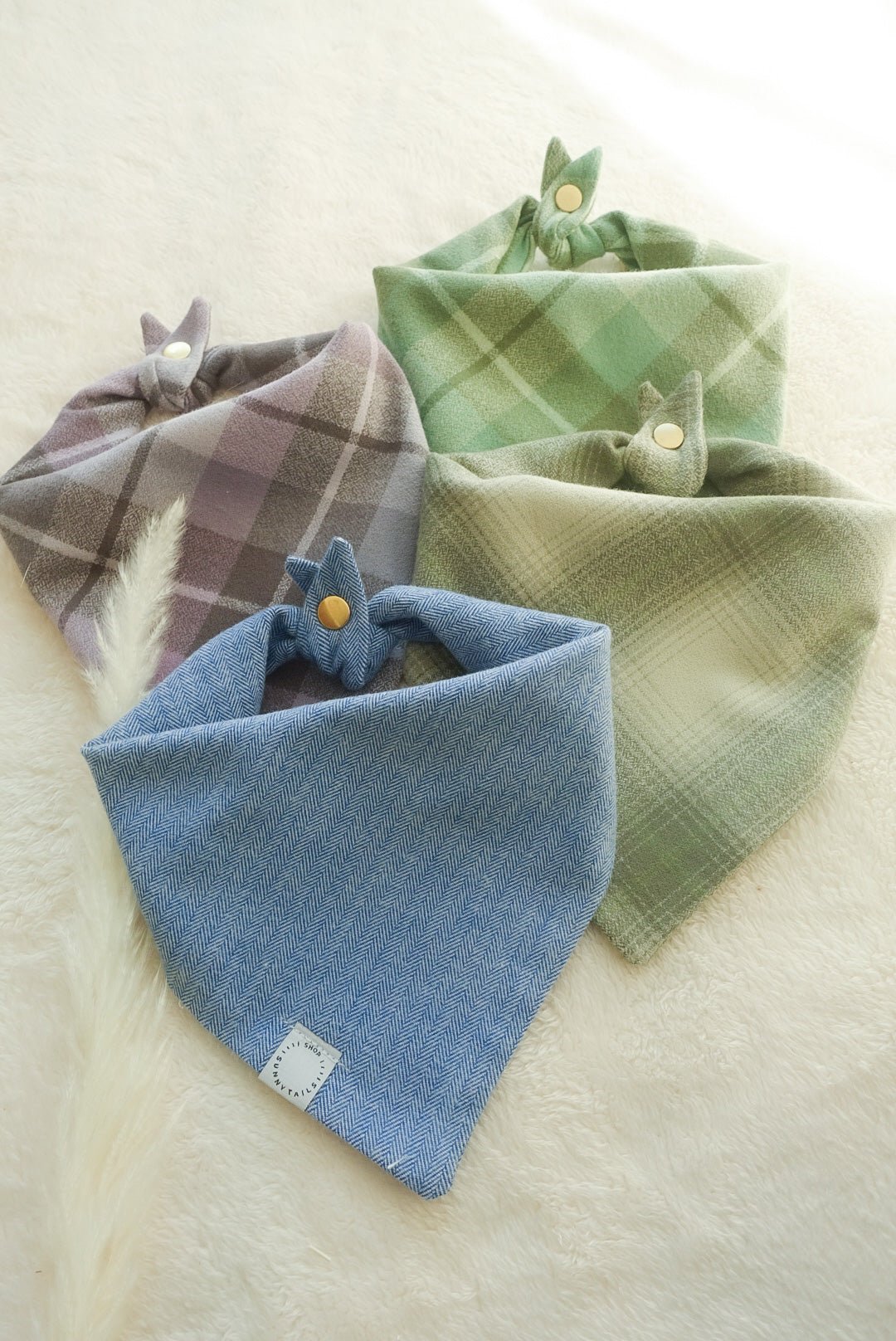 Sage Plaid Flannel Dog Bandana
