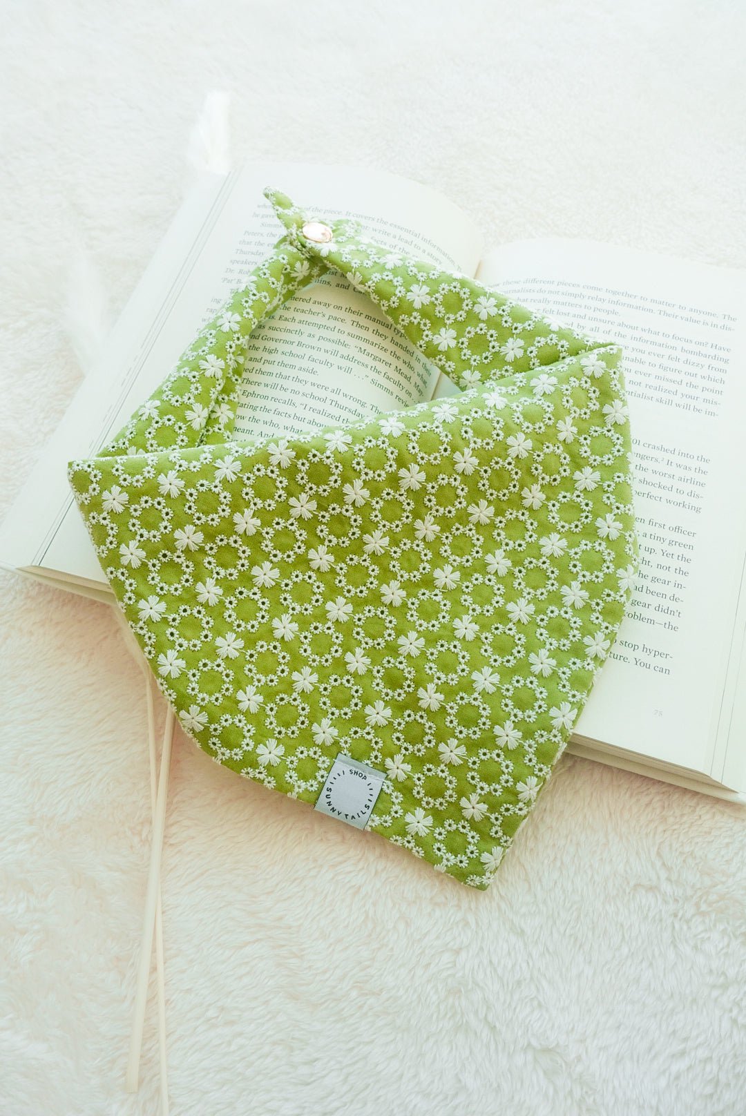 Olive Eyelet Dog Bandana