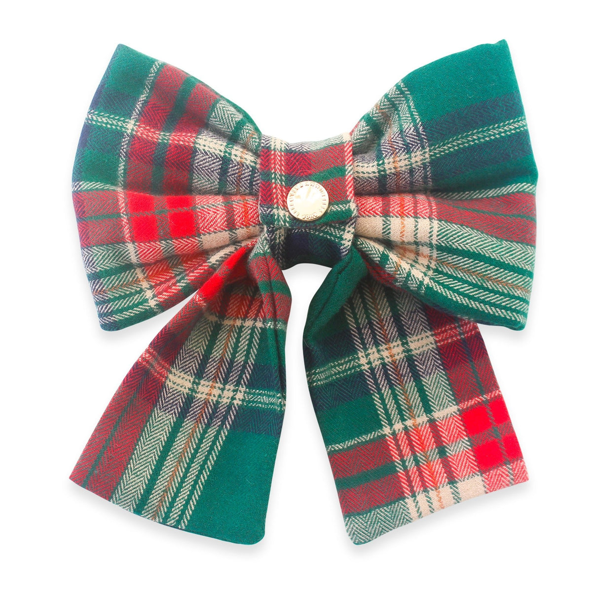 Green Tartan Flannel Dog Sailor Bow