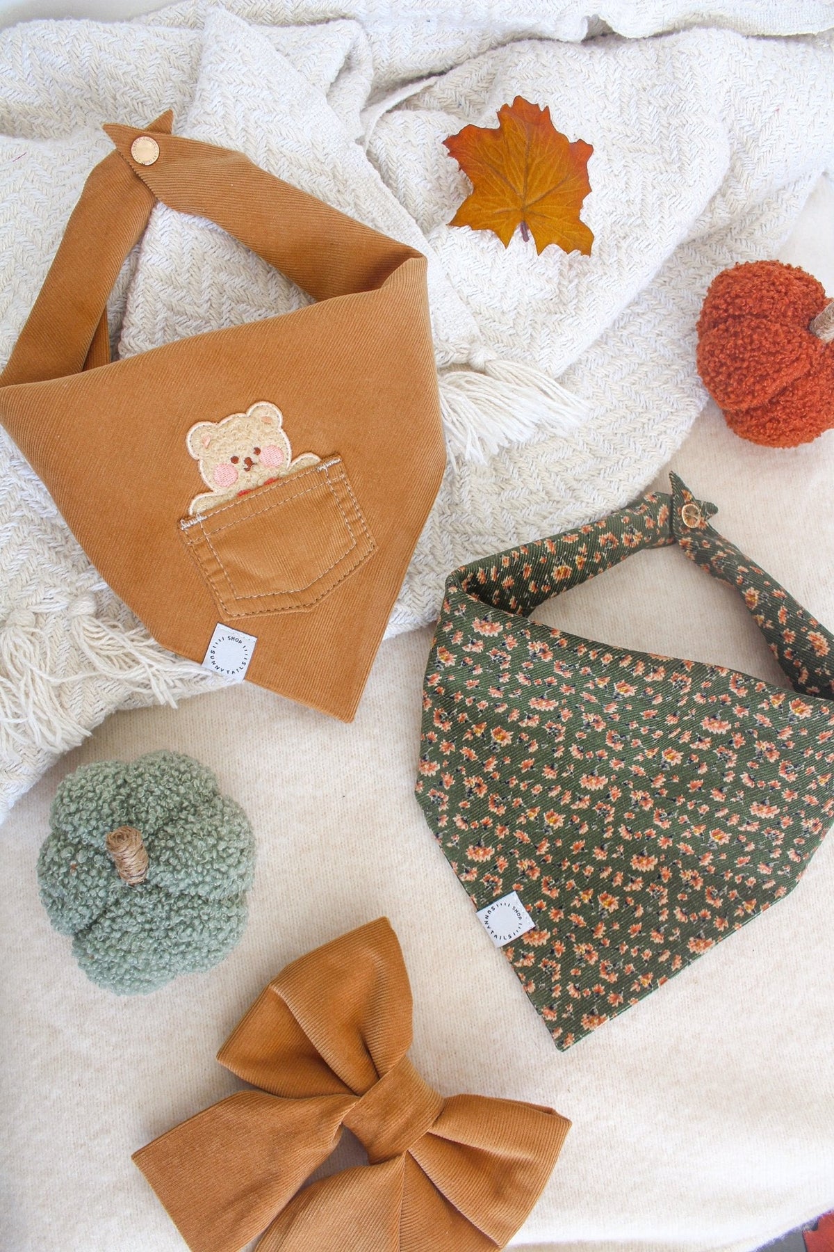 Autumn Florals Corduroy Dog Bandana