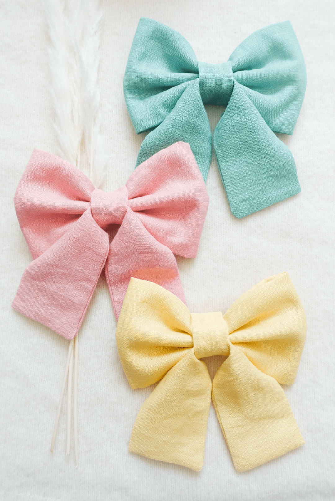 Matcha Sage Green Linen Dog Sailor Bow