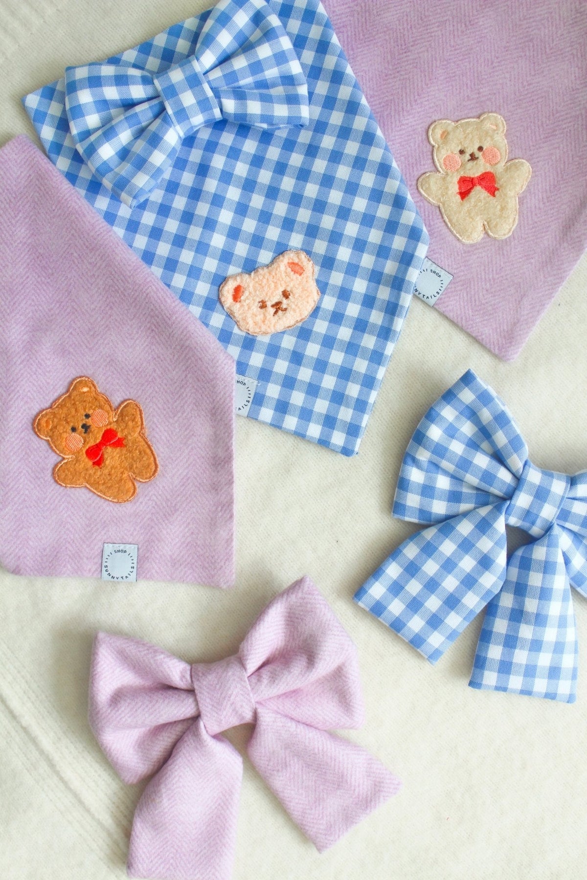 Periwinkle Blue Gingham Dog Bow Tie