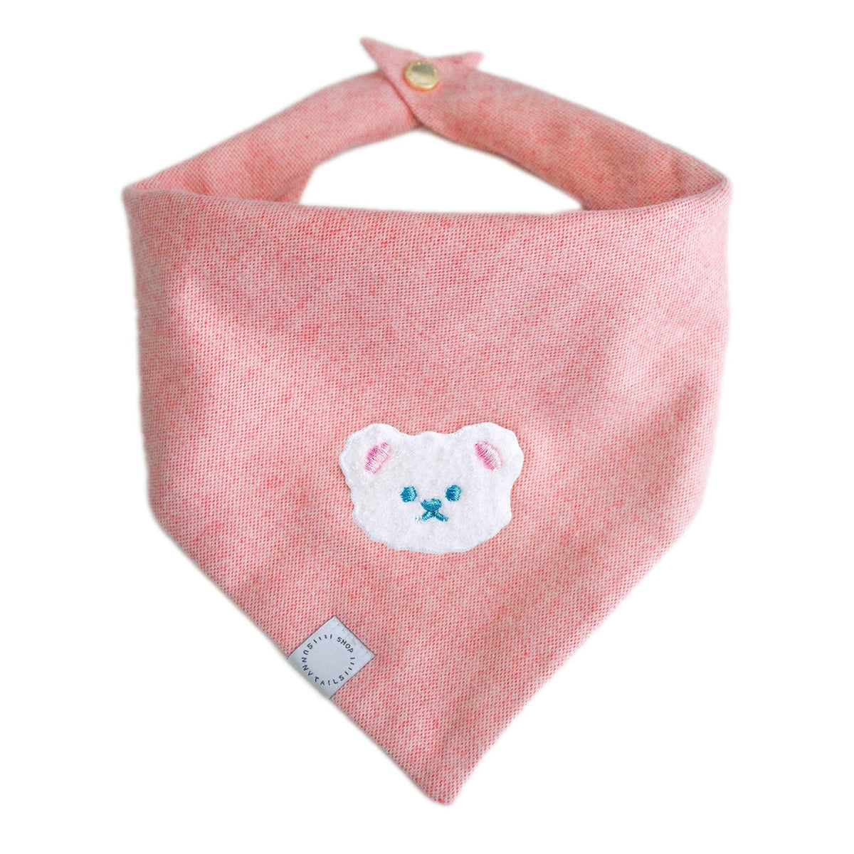 Pink Herringbone Flannel Teddy Bandana