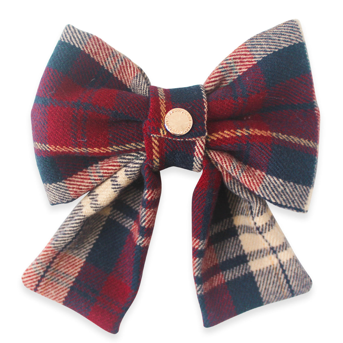 Winterberry Plaid Flannel Dog Sailor Bow