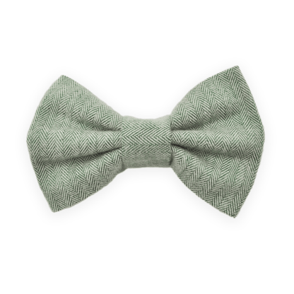 Basil Herringbone Flannel Dog Bow Tie