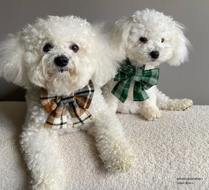 Harvest Plaid Flannel Dog Sailor Bow