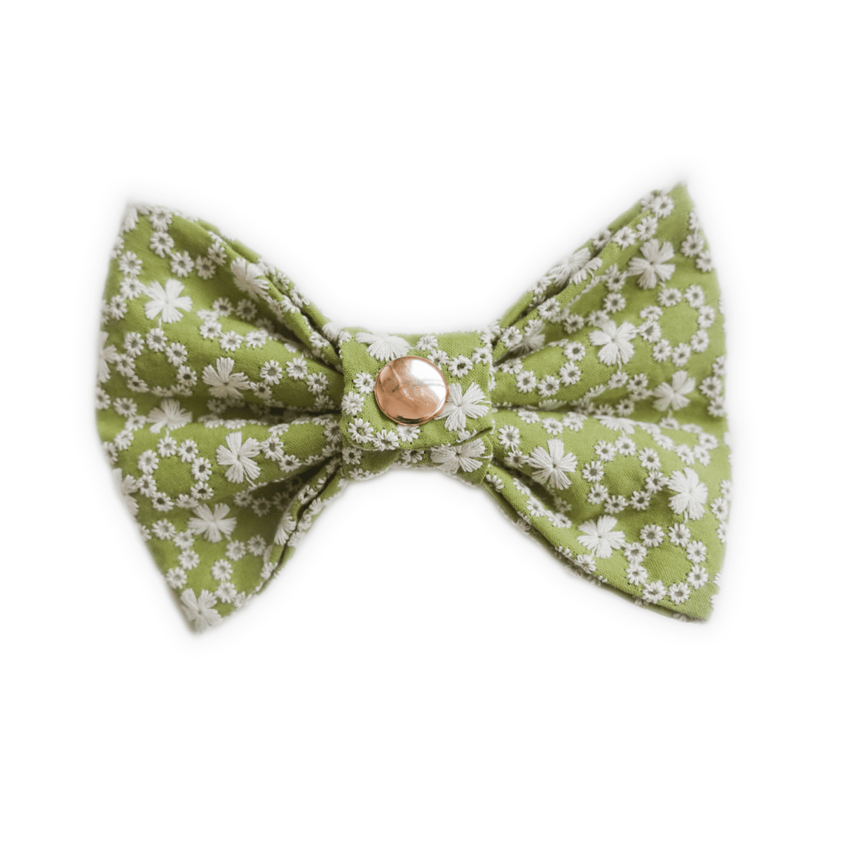 Olive Eyelet Dog Bow Tie