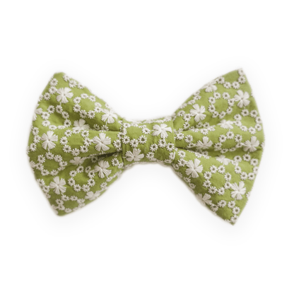 Olive Eyelet Dog Bow Tie