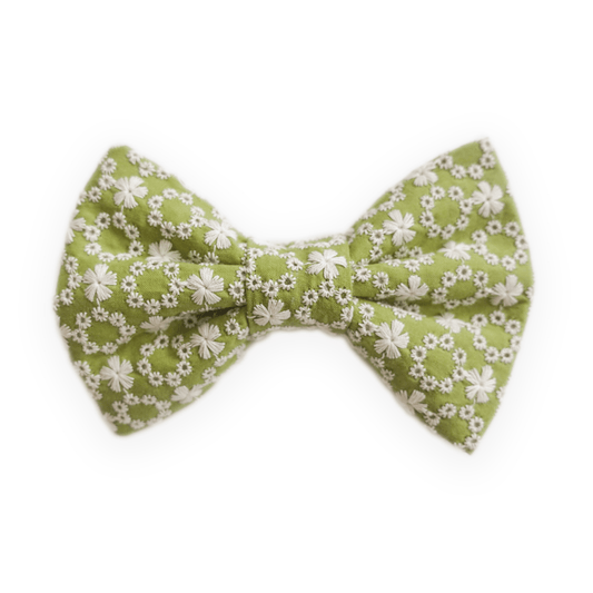 Olive Eyelet Dog Bow Tie