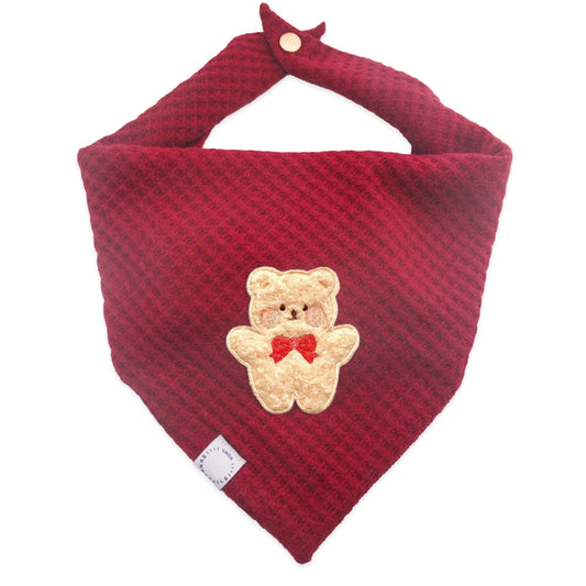 Sweater Knit Teddy Dog Bandana - Burgundy
