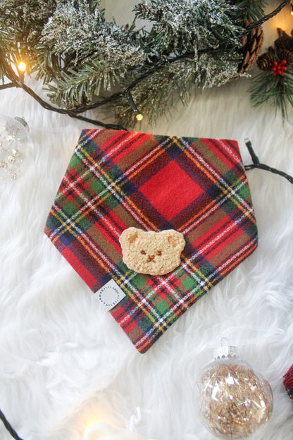 Christmas Flannel Teddy Bear Dog Bandana