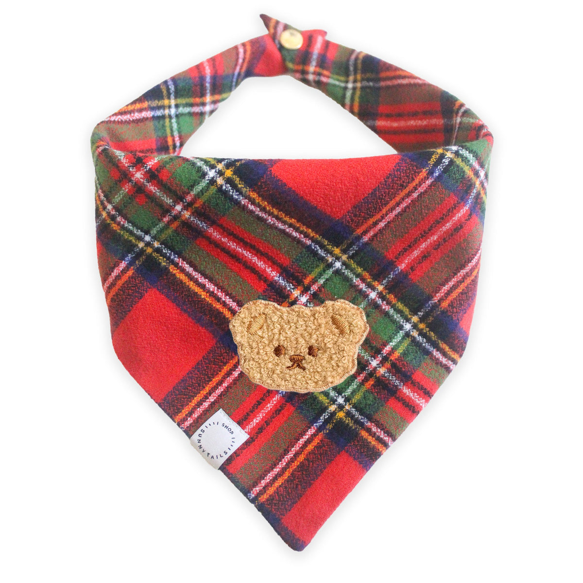 Christmas Flannel Teddy Bear Dog Bandana