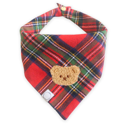 Christmas Flannel Teddy Bear Dog Bandana