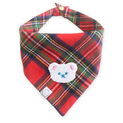 Christmas Flannel Teddy Bear Dog Bandana