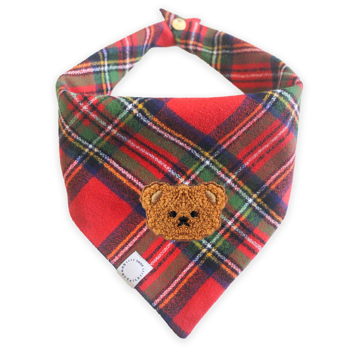 Christmas Flannel Teddy Bear Dog Bandana
