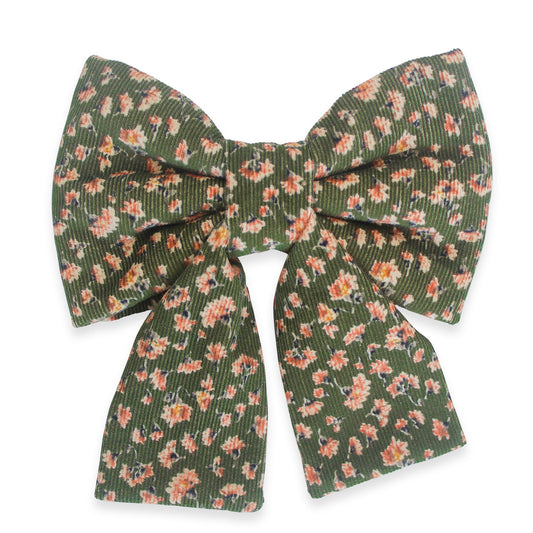 Autumn Florals Corduroy Dog Sailor Bow