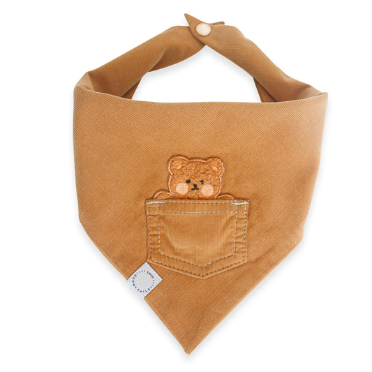 Caramel Corduroy Pocket Teddy Vol. 2 Dog Bandana - Brown