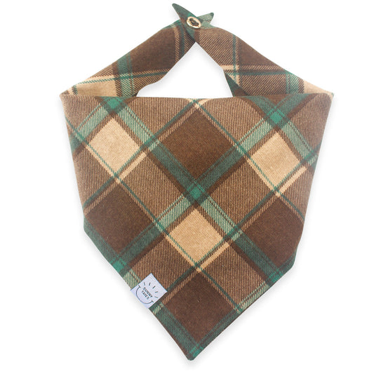 Mint Choco Plaid Flannel Dog Bandana