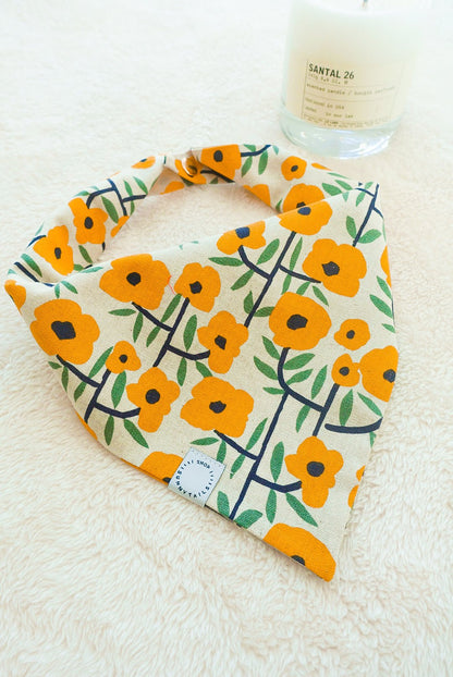 Poppy Flowers Canvas Dog Bandana