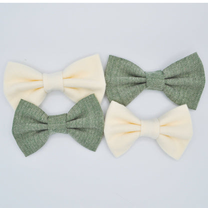 Basil Herringbone Flannel Dog Bow Tie