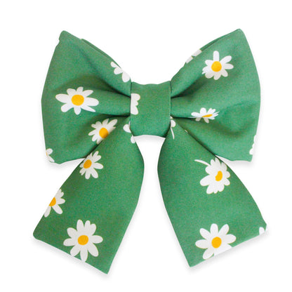 Blooming Daisies Green Dog Sailor Bow