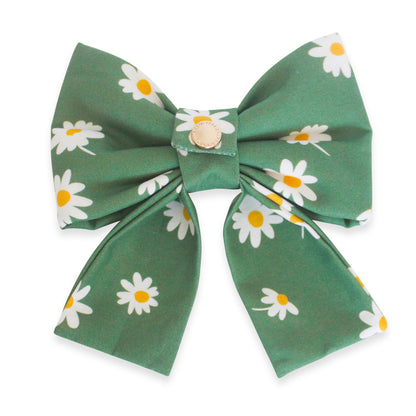Blooming Daisies Green Dog Sailor Bow
