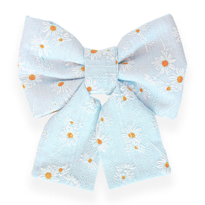 Embroidered Daisies Dog Sailor Bow