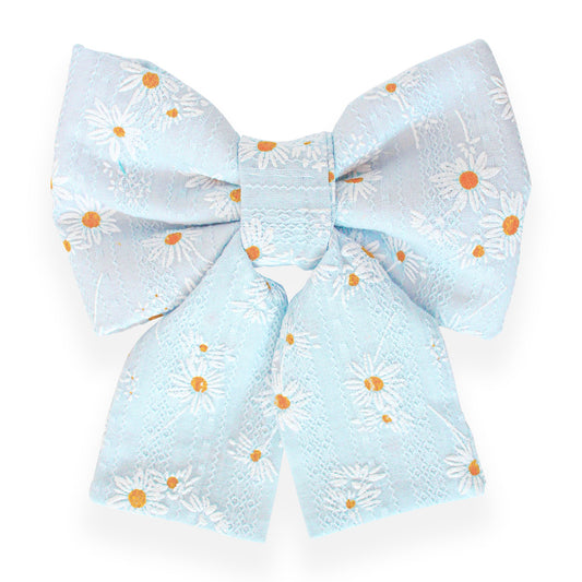 Embroidered Daisies Dog Sailor Bow