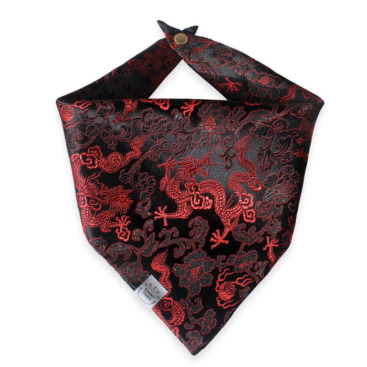 Year of the Dragon Brocade Dog Bandana Black