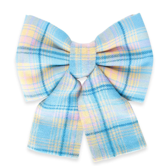 Spring Plaid Dog Sailor Bow