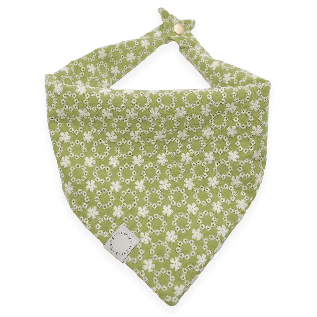 Olive Eyelet Dog Bandana