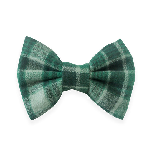 Forest Plaid Flannel Dog Bow Tie