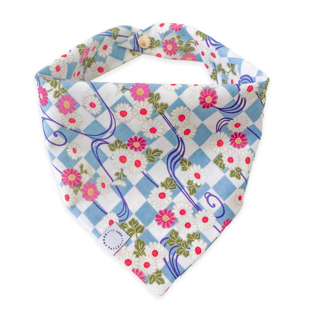 Floral Checkmate Gingham Dog Bandana