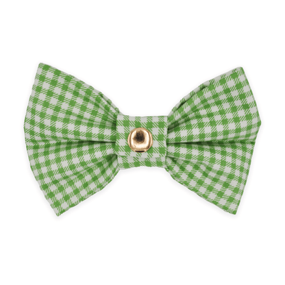 Carolina Green Gingham Dog Bow Tie