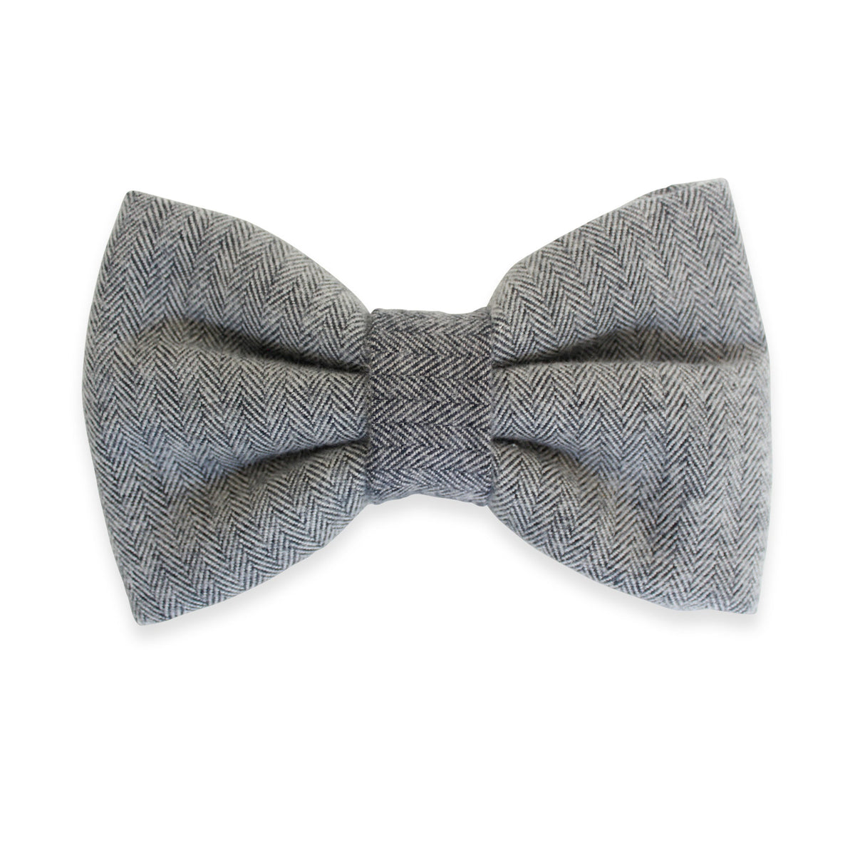 Grey Flannel Herringbone Dog Bow Tie
