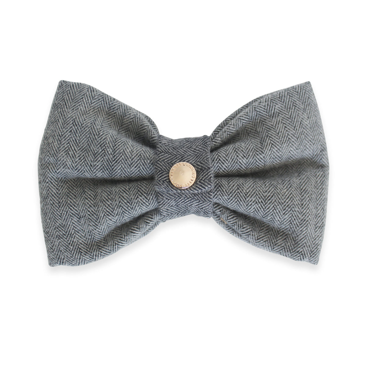 Grey Flannel Herringbone Dog Bow Tie