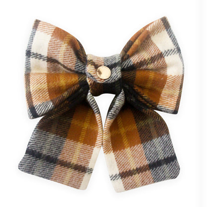 Harvest Plaid Flannel Dog Sailor Bow