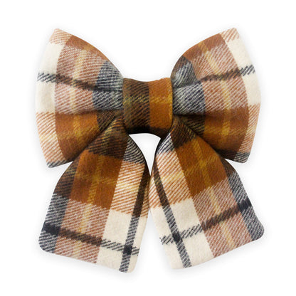 Harvest Plaid Flannel Dog Sailor Bow