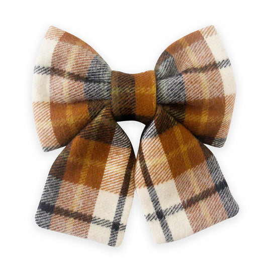 Harvest Plaid Flannel Dog Sailor Bow