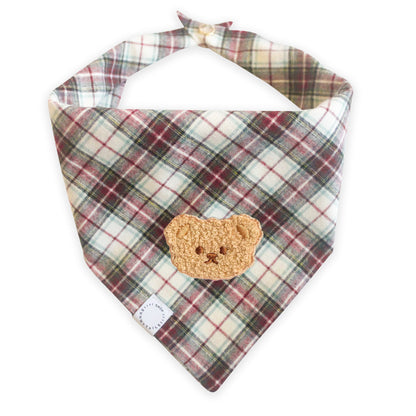 Holly Jolly Plaid Teddy Dog Bandana