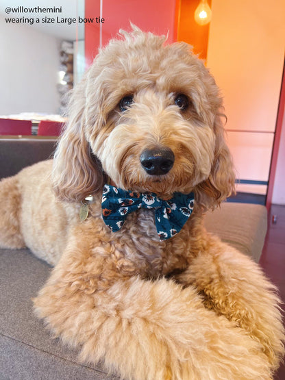 Corduroy Floral Dog Bow Tie