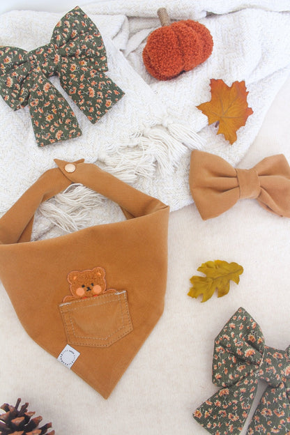 Caramel Corduroy Pocket Teddy Vol. 2 Dog Bandana - Brown