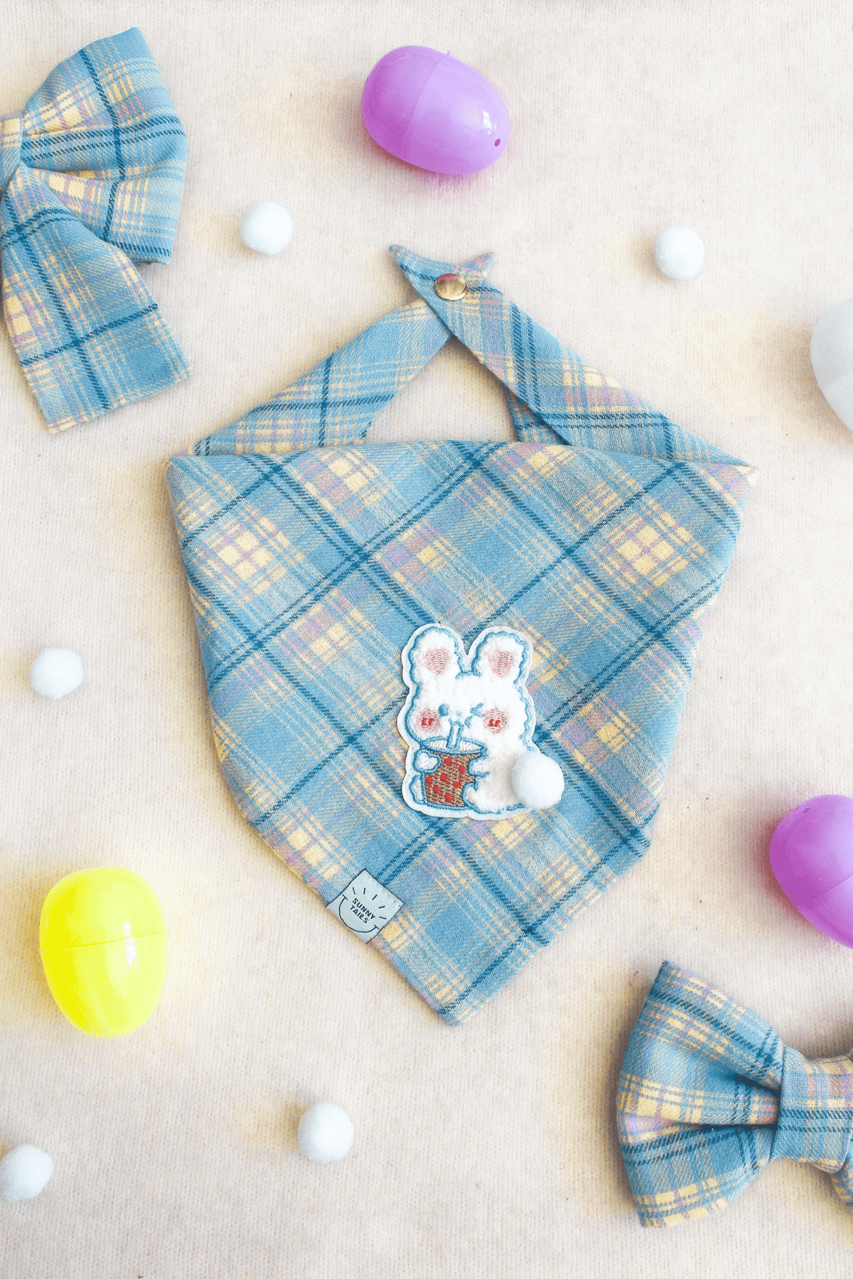Spring Plaid Boba Bunny Dog Bandana