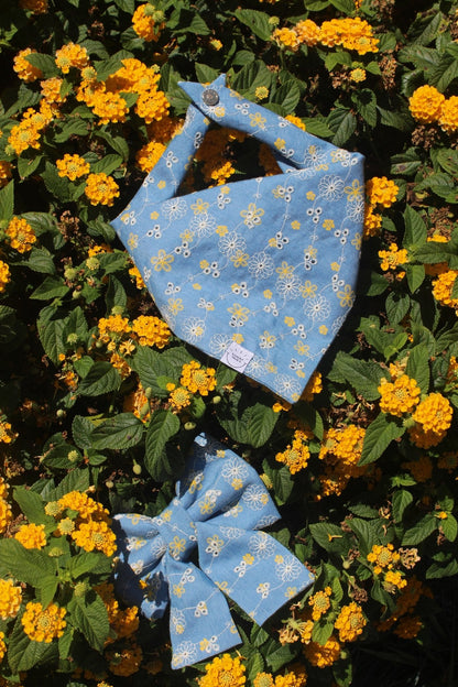 Denim & Daisies Dog Sailor Bow