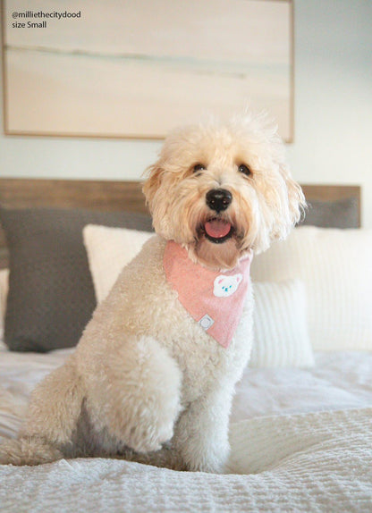 Pink Herringbone Flannel Teddy Bandana
