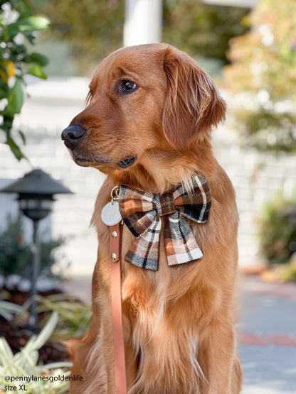 Harvest Plaid Flannel Dog Sailor Bow