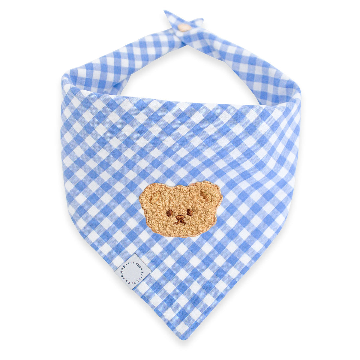 Periwinkle Blue Gingham Teddy Bear Dog Bandana