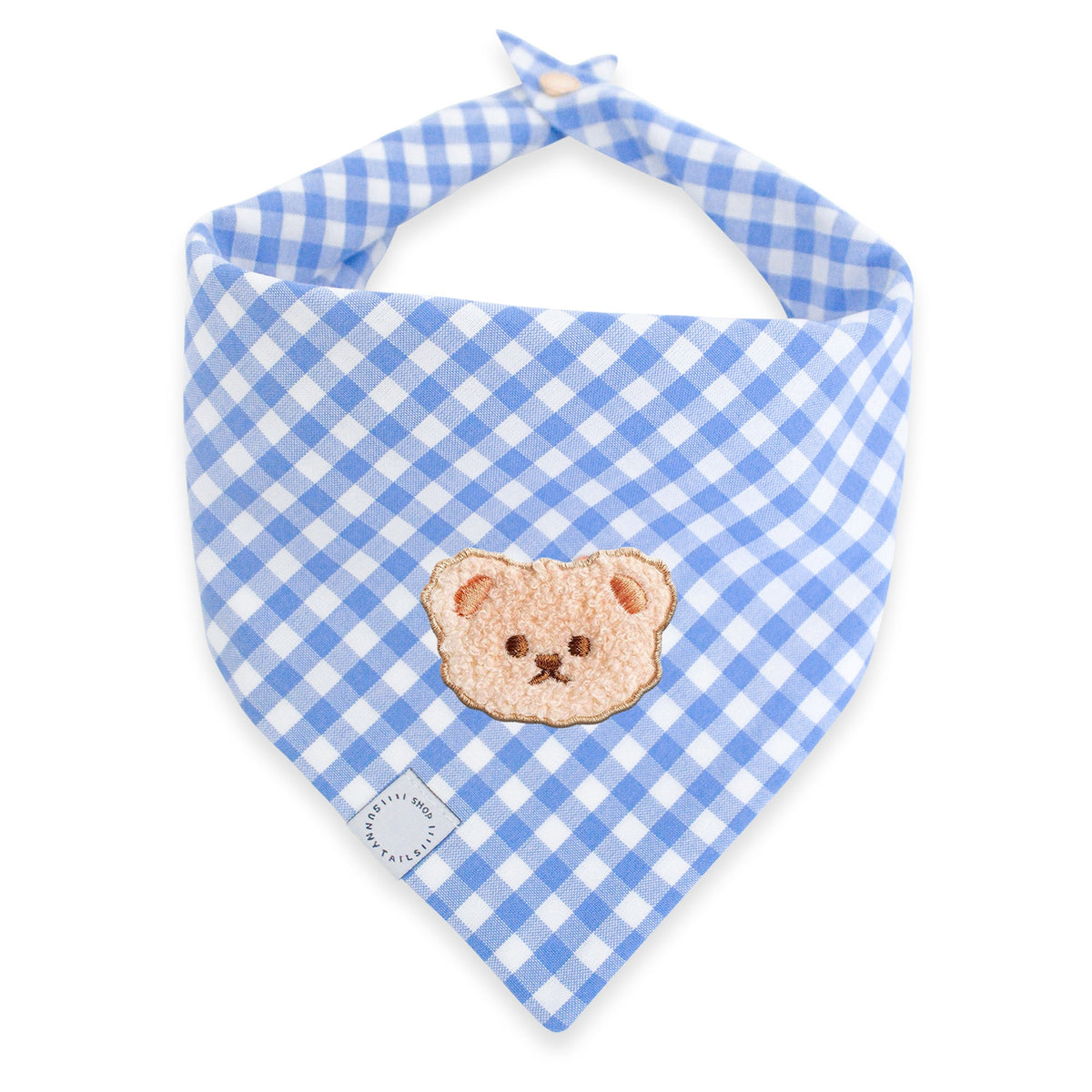Periwinkle Blue Gingham Teddy Bear Dog Bandana