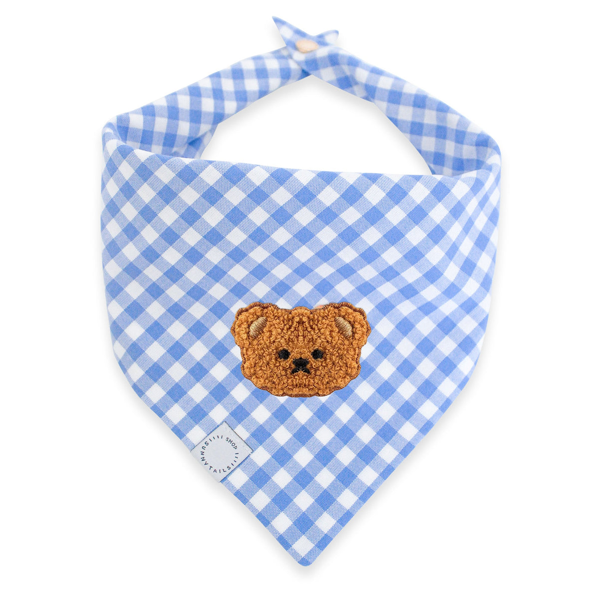 Periwinkle Blue Gingham Teddy Bear Dog Bandana